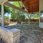 Custom stone work below and marvelous roof above.